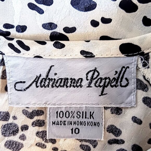 Vintage Adrianna Papell Black Ivory Silk Jacquard Blouse - Picture 3 of 4